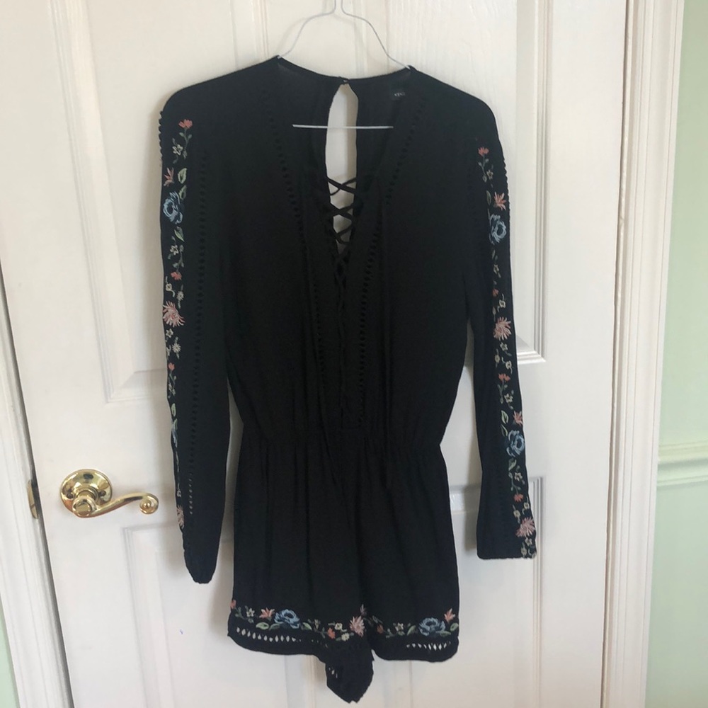 Kendal & Kylie Black and Floral Long Sleeve Romper